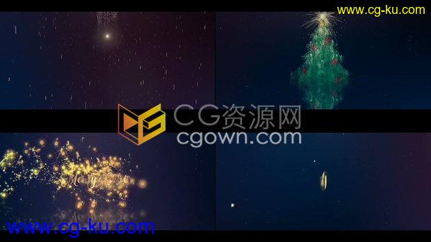 非常好看粒子动画星星粒子散掉变成圣诞树公司LOGO庆祝节日快乐片头视频-AE模板下载的图片1