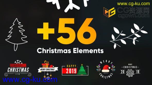 56个图标标题背景圣诞主题视频剪辑元素动画包-AE模板免费下载的图片1