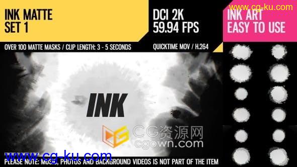 162组中国风Ink水墨滴落扩散遮罩转场特效动画效果视频素材免费下载的图片1