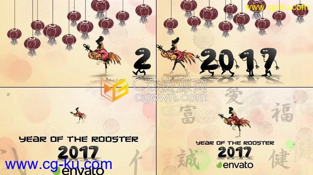 中国风格新年快乐中国传统节日春节祝福LOGO拜年片头视频-AE模板免费下载的图片1