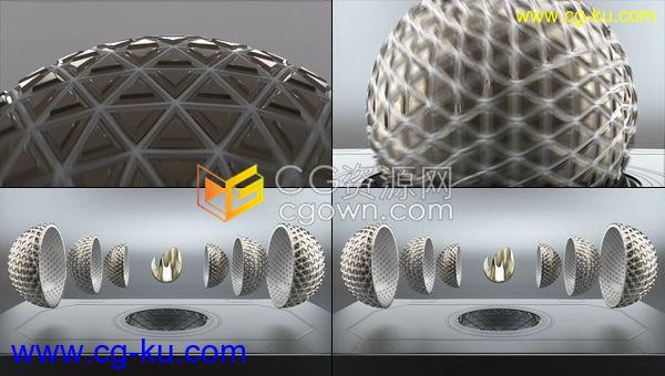 3D金属球体打开揭示技术公司科幻游戏徽标LOGO片头-AE模板下载的图片1