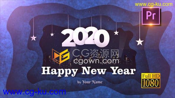 现代简约设计城市夜晚背景2020年新年贺卡节日问候短视频-PR预设的图片1