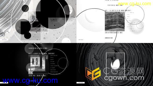 黑白组合抽象几何线条背景动画展现商业公司开场LOGO-AE模板下载的图片1