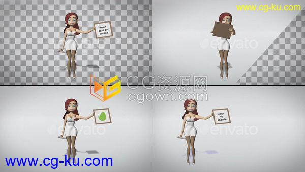 3D卡通护士人物角色手写板展示标志LOGO片头-AE模板下载的图片1