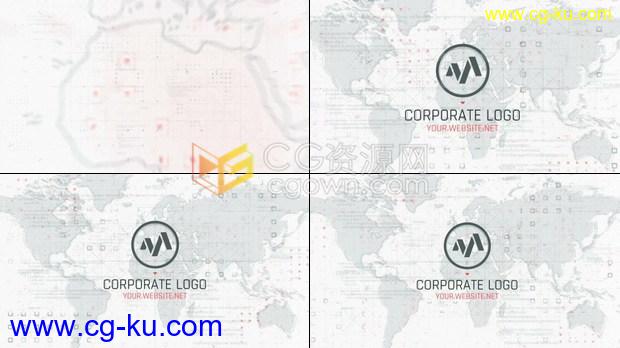 世界地图信息互网络联网未来智能技术数据连接公司LOGO宣传片头视频-AE模板下载的图片1