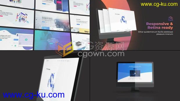iMac设备模型演示黑暗用户界面设计应用程序宣传动画视频E3D制作-AE模板下载的图片1