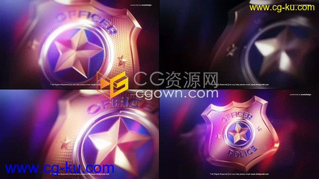 3D五角星警徽样式徽章LOGO动画军队野蛮运动游戏类视频片头-AE模板下载的图片1