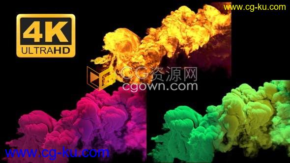 4K视频素材3组带透明通道烟雾特效素材湍流火焰彩色流体动画效果的图片1
