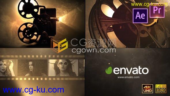 4K分辨率电影放映机投放光效胶带动画演绎LOGO宣传视频片头-AE&PR模板的图片1