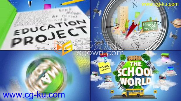 4K教育电视节目学生用品学校课程星球主题儿童介绍娱乐演示动画-AE模板下载的图片1