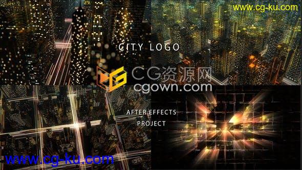 夜晚道路车灯流动光线3D城市建筑霓虹灯LOGO标志视频片头制作-AE模板下载的图片1