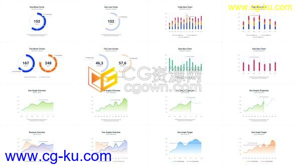 现代设计24个简约数据信息图表元素公司数据分析演示动画-AE模板的图片1