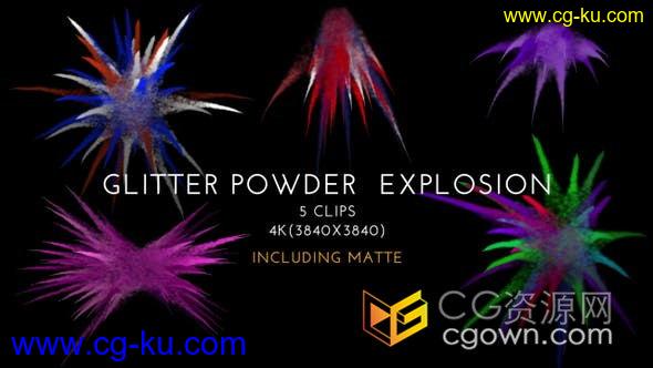 4K彩色闪光粉末爆炸慢动作展示节日庆典爆炸粒子烟雾背景元素视频素材的图片1