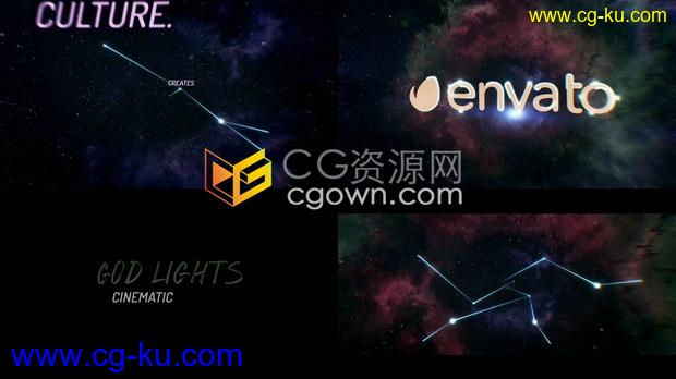 4K漂亮夜空发光点线连结空间感标题揭示企业标志LOGO片头-AE模板下载的图片1
