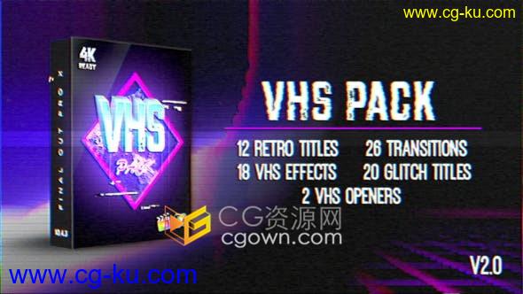 VHS效果FCPX插件包括18种特效20种文字标题12种LOGO片头动画6种转场预设的图片1