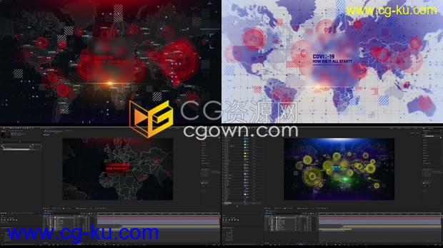 HUD界面病毒图谱COVID-19新型冠状病毒肺炎感染医学数字揭幕战-AE模板的图片1