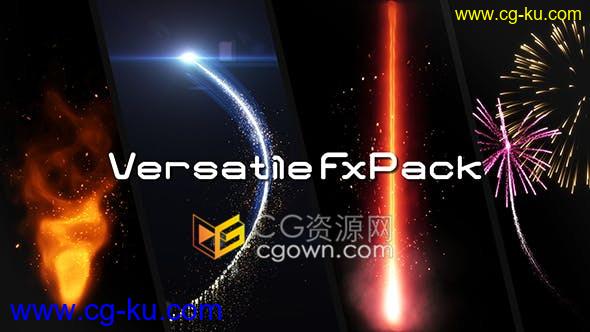 Versatile FxPack v1.4 AE脚本制作Particular粒子光线拖尾烟花粉尘喷射特效多种预设的图片1