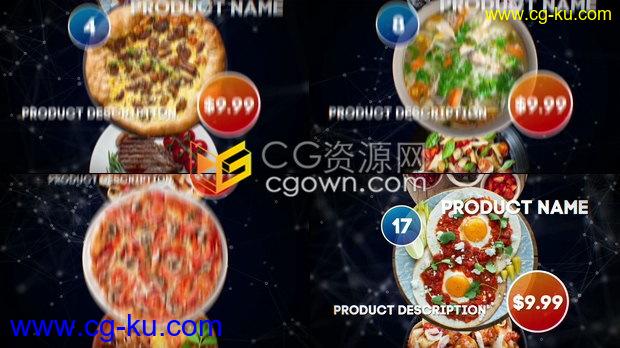 4K餐厅食物动态展示美食价格菜单宣传介绍视频动画制作-AE模板下载的图片1