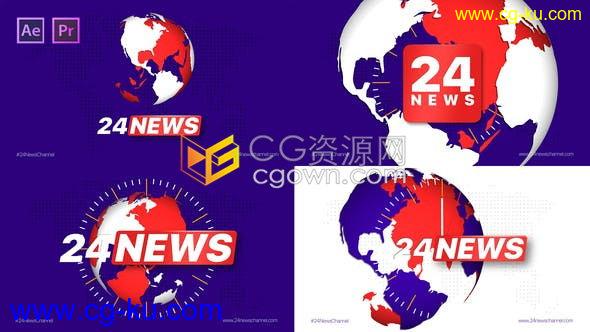 24NEWS新闻频道包装制作AE与PR模板下载广播电视节目片头字幕条效果的图片1