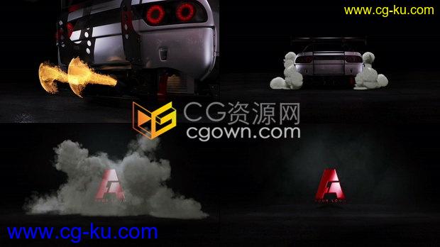 4K超燃汽车排气管喷火烧胎效果汽车漂移特效广告车评类视频节目片头-AE模板的图片1