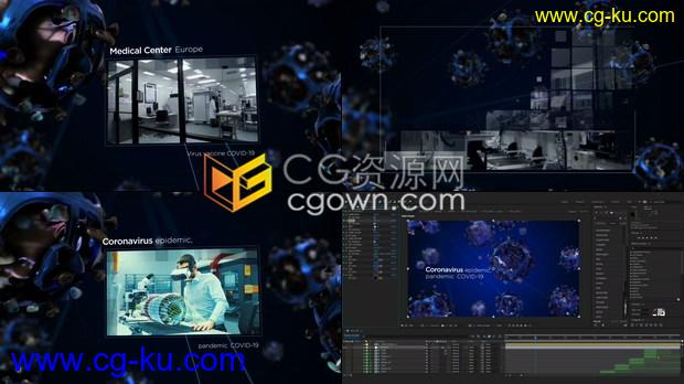 COVID-19冠状病毒医疗技术临床新冠肺炎细菌动画介绍视频-AE模板下载的图片1