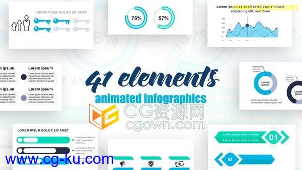 AE模板40个图表元素企业方案分析统计Infographics图形动画视频的图片1