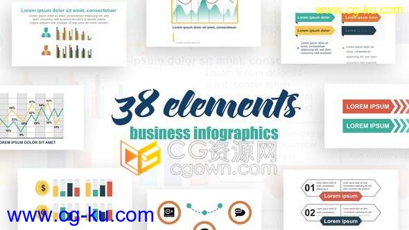 AE模板38种信息图表元素动画分析数据统一图标介绍图形效果视频的图片1