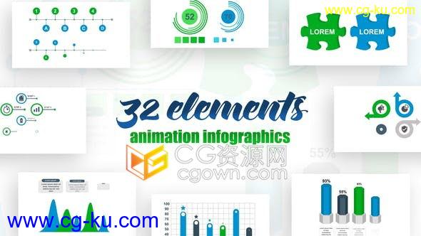 AE模板32种现代干净信息图表统计分析图形元素动画免费下载的图片1