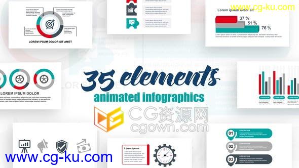 AE模板35种商业信息图表工作流分析介绍公司统计图形动画视频的图片1