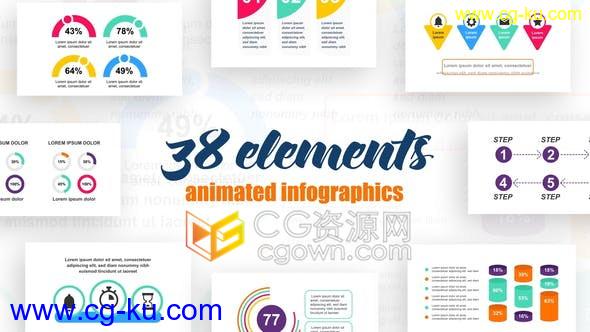 AE模板38种企业信息图表设计动画时间线工作流分析介绍效果视频的图片1