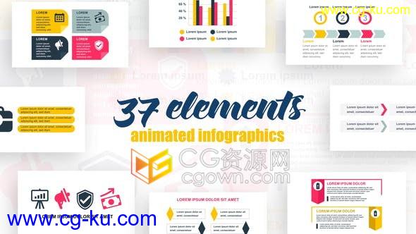 AE模板37组Infographics企业营销业绩数据图表动画公司统计分析介绍图形的图片1