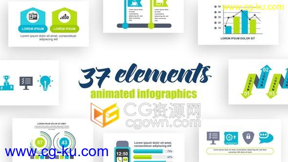 AE模板37组摘要列表介绍分析项目统计信息图表工作流图形动画的图片1
