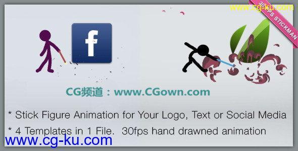 Videohive?Cartoon?Character?Presents?Logo火柴人logo演绎的图片1