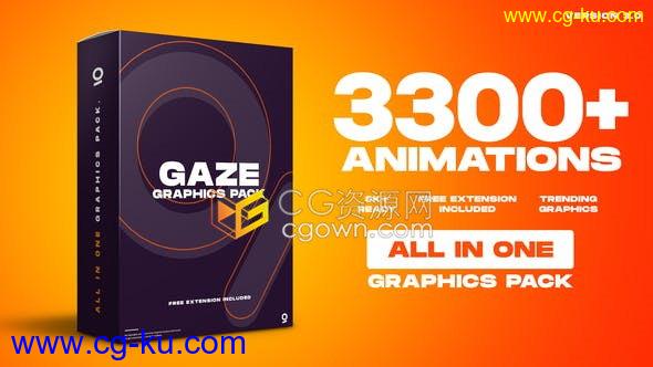 Graphics Pack V3.0 AE脚本3300+图形动画元素包字幕条视频转场图标动态背景的图片1