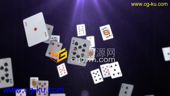 4K视频素材-纸扑克牌掉下动画循环视频动态背景Vj素材资源的图片1