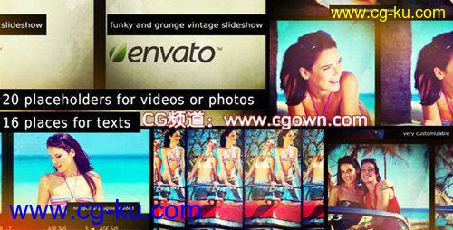 AE模板VIDEOHIVE Funky and Grunge Vintage Slideshow炫光复古效果时尚幻灯片的图片1