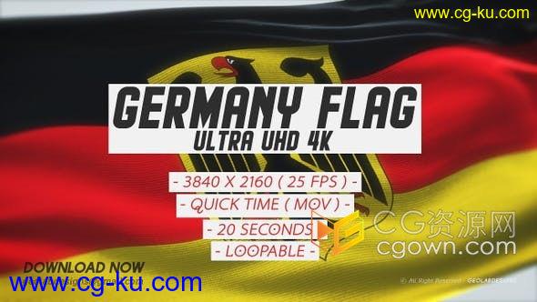 4K背景视频素材-德国Germany国家国旗循环动画视频效果的图片1