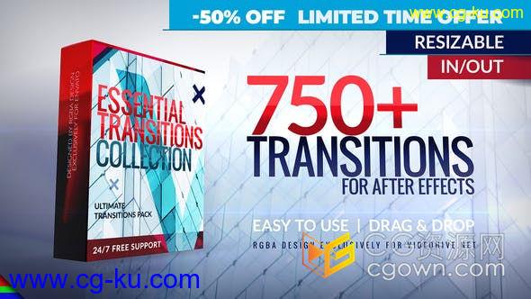 AE模板-750+ Transitions 现代商务演示幻灯片照片纪录片视频转场动画制作的图片1