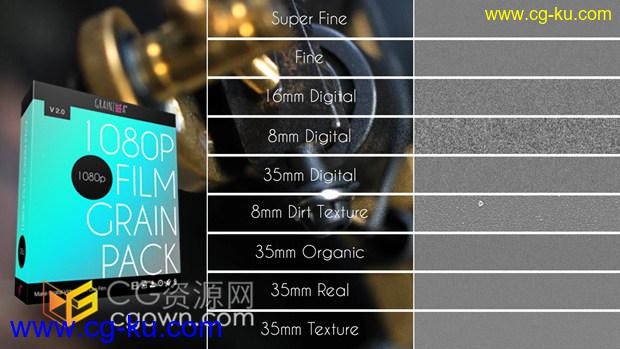 视频素材-9种不同电影胶片颗粒噪点纹理质感素材1080p Film Grain Pack 2.0的图片1