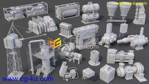 3D模型-20个工厂大型设备机器三维模型格式有MAX,FBX,OBJ,STL,Blend的图片1
