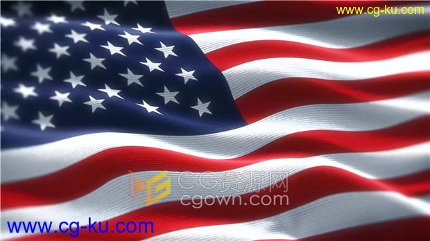 4K视频素材-动态国旗屏幕背景素材USA美国国旗国家旗帜动画的图片1