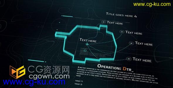 AE模板-数字化科技感宣传片头或反恐计划任务信息地图动画视频的图片1