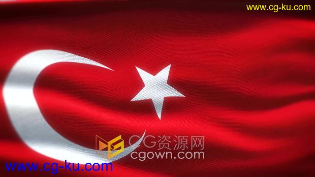 视频素材-土耳其国旗Turkey国家国旗背景素材4K分辨率的图片1