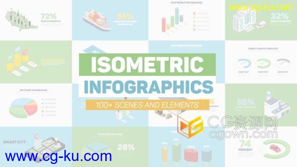 AE模板-Infographics三维效果等距扁信息图表数据统计分析动画的图片1