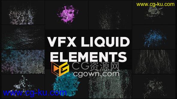 AE模板-12种4K分辨率液体水飞溅特效动画视觉效果VFX元素系列七的图片1