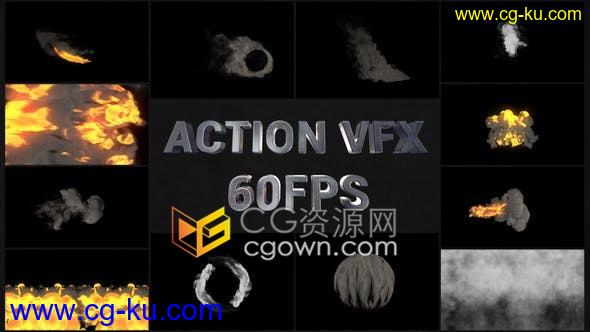 AE模板-12种动作特效烟雾风火轮喷射动画视觉效果VFX元素系列八的图片1