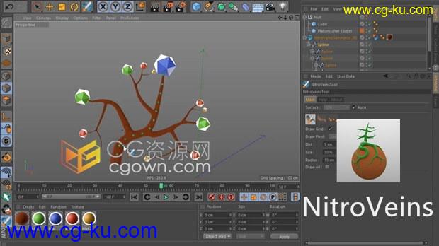 C4D插件-Nitro4D NitroVeins v1.3植物树叶枝干分支建模工具的图片1