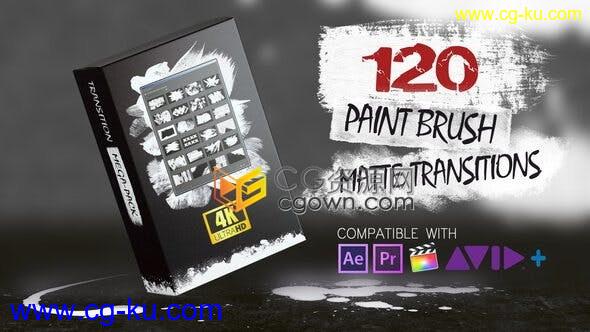 4K视频素材-120画笔油漆笔刷涂抹过渡素描涂鸦遮罩动画制作视频转场的图片1