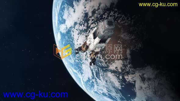 视频素材-航拍地球大气层火箭宇宙飞船飞行离开地球进入外太空的图片1