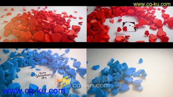 3D心形图形动画情人节婚礼视频介绍开场效果制作-AE模板的图片1